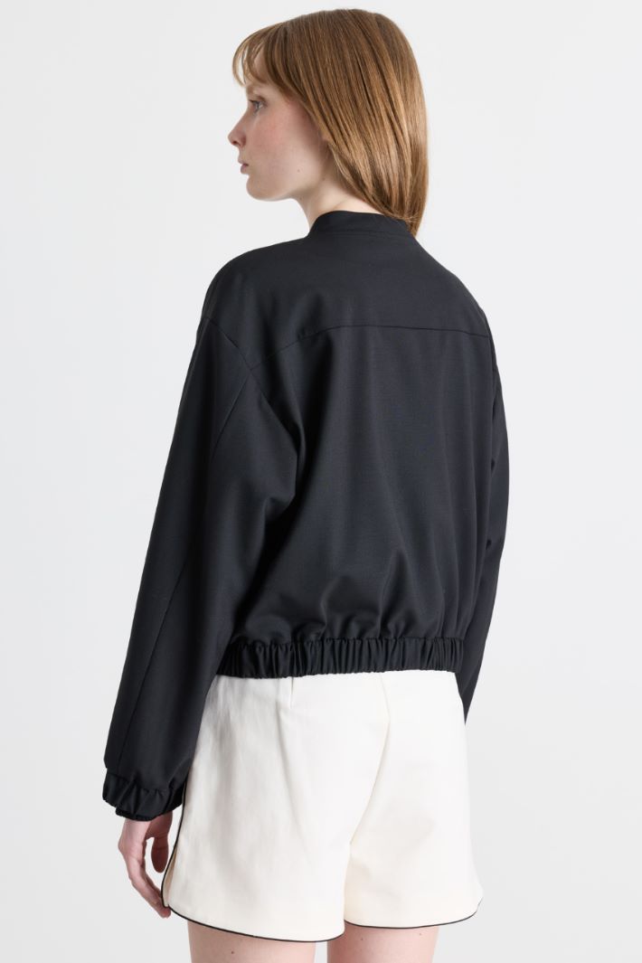 Stretch bomber jacket - BLACK - Intrend - 4