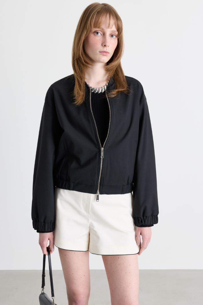 Stretch bomber jacket - BLACK - Intrend - 2