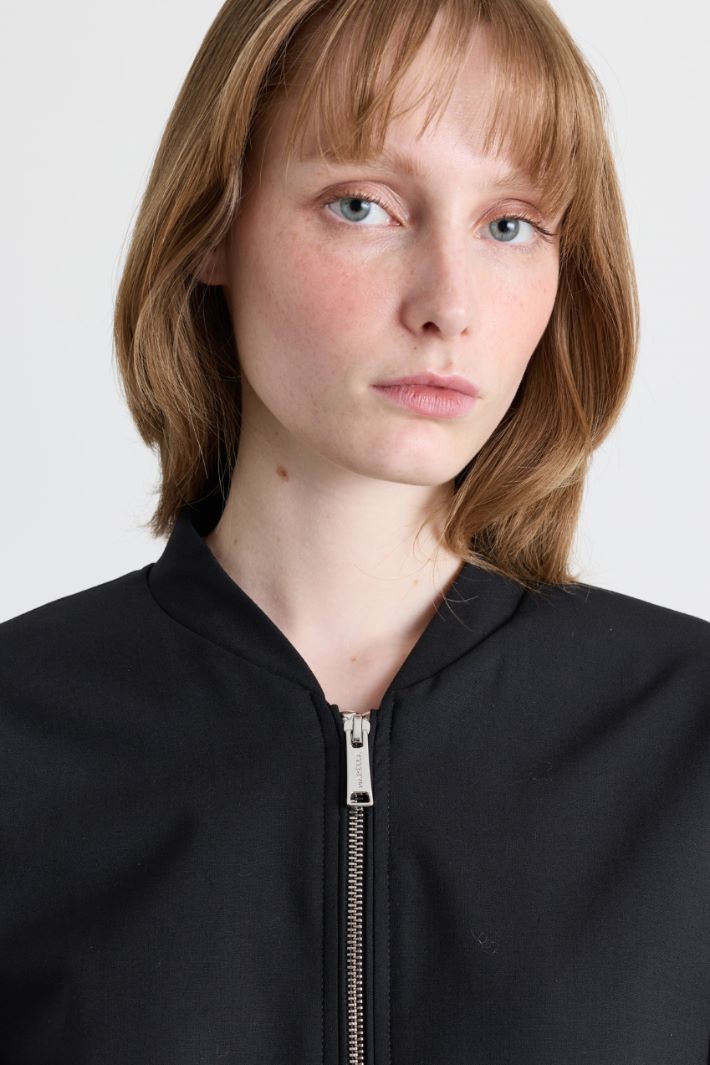Stretch bomber jacket - BLACK - Intrend - 3