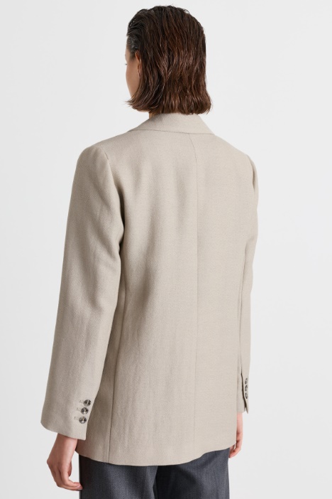 Blazer in lana sablé con bottone singolo