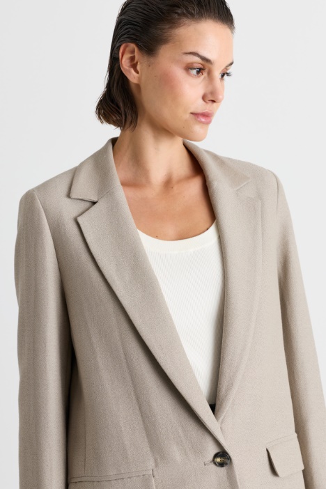 Blazer in lana sablé con bottone singolo