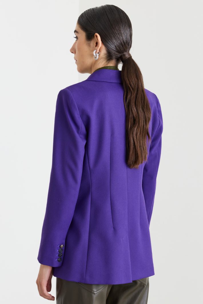 Double-breasted stretch blazer - PURPLE - Intrend - 4
