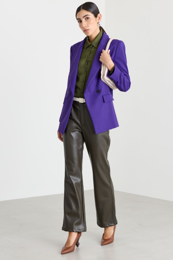 Double-breasted stretch blazer - PURPLE - Intrend