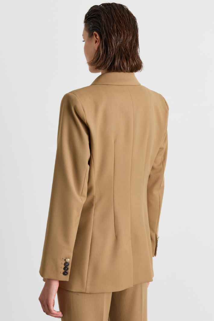 Double-breasted stretch blazer - CAMEL - Intrend - 4