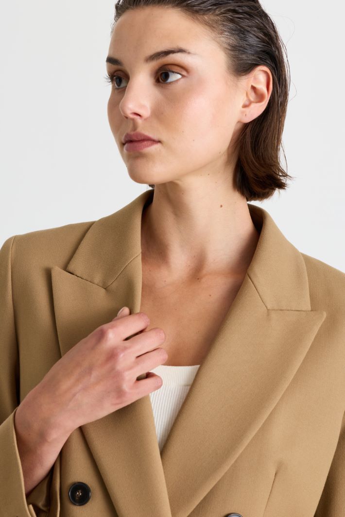 Double-breasted stretch blazer - CAMEL - Intrend - 3