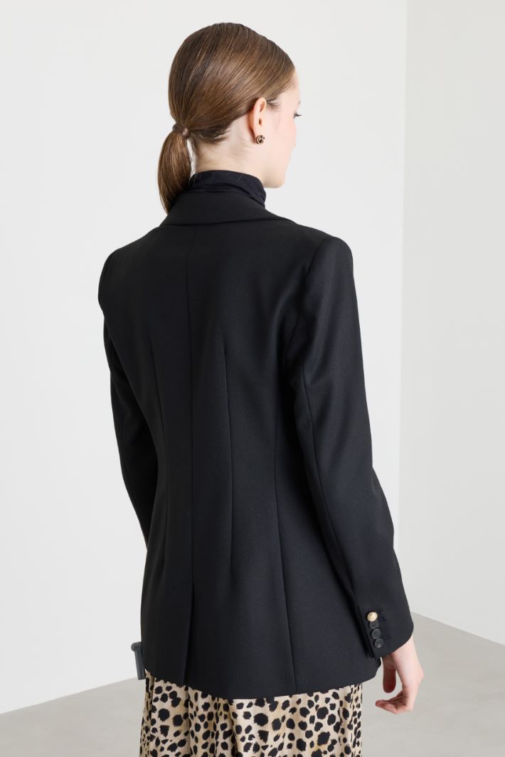 Double-breasted stretch blazer - BLACK - Intrend - 4