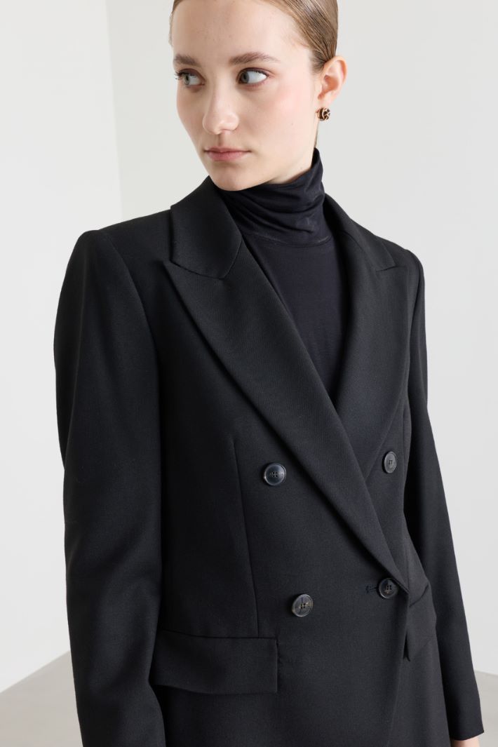 Double-breasted stretch blazer - BLACK - Intrend - 3