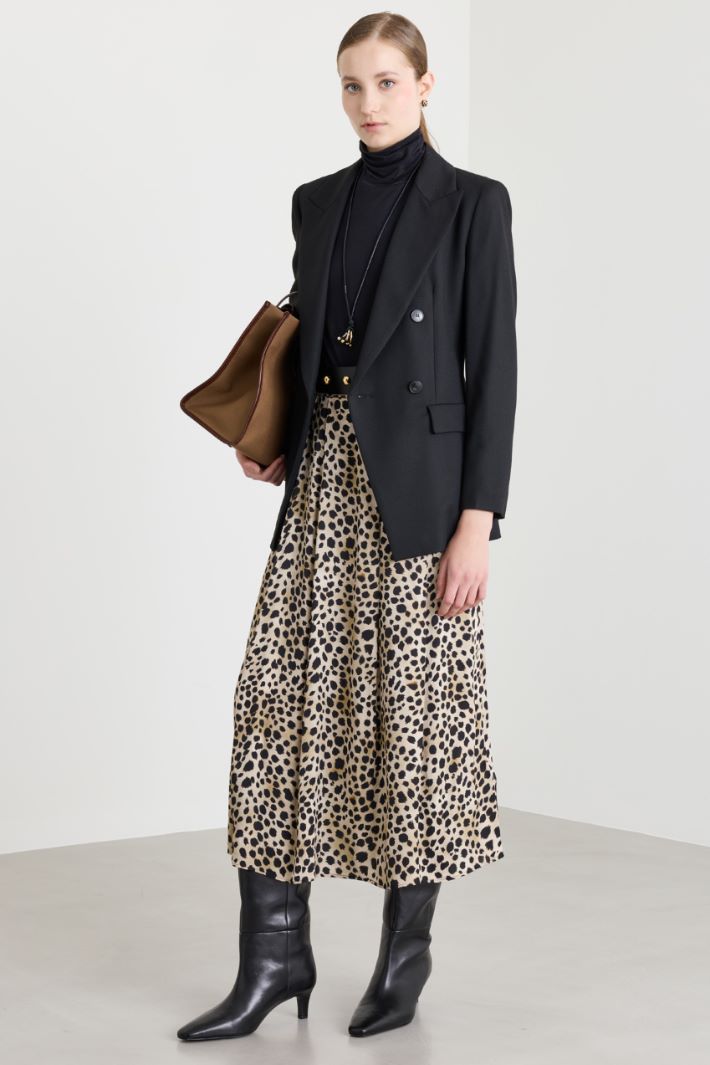 Double-breasted stretch blazer - BLACK - Intrend