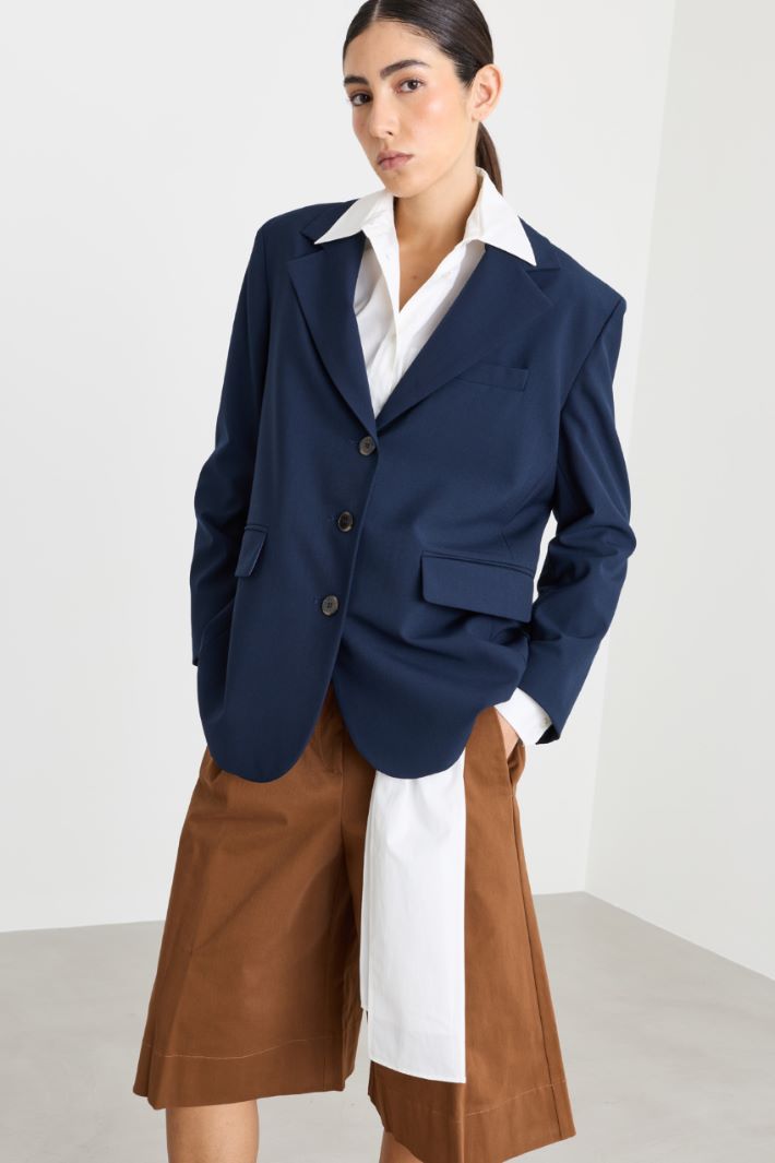 Blazer with co-ordinating pocket square - BLUE - Intrend - 2
