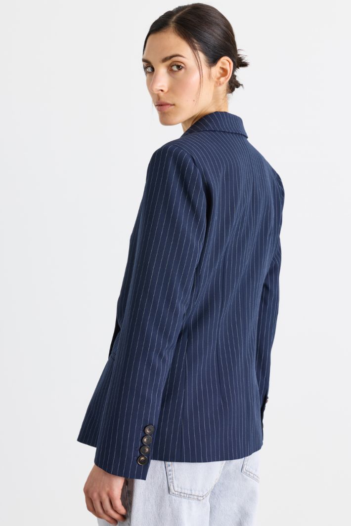 Stretch canvas blazer - BLUE - Intrend - 4