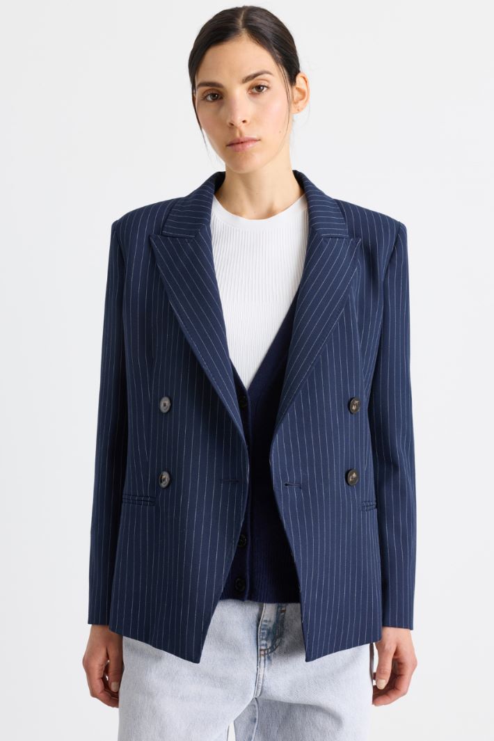 Stretch canvas blazer - BLUE - Intrend - 2