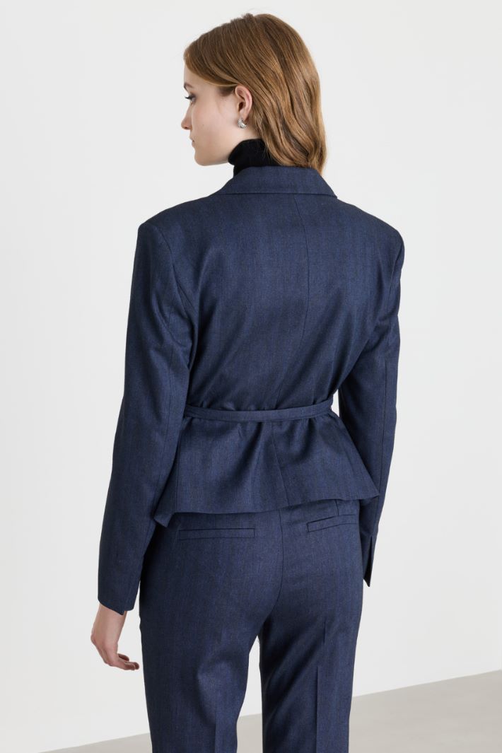 Short belted jacket - BLUE - Intrend - 4