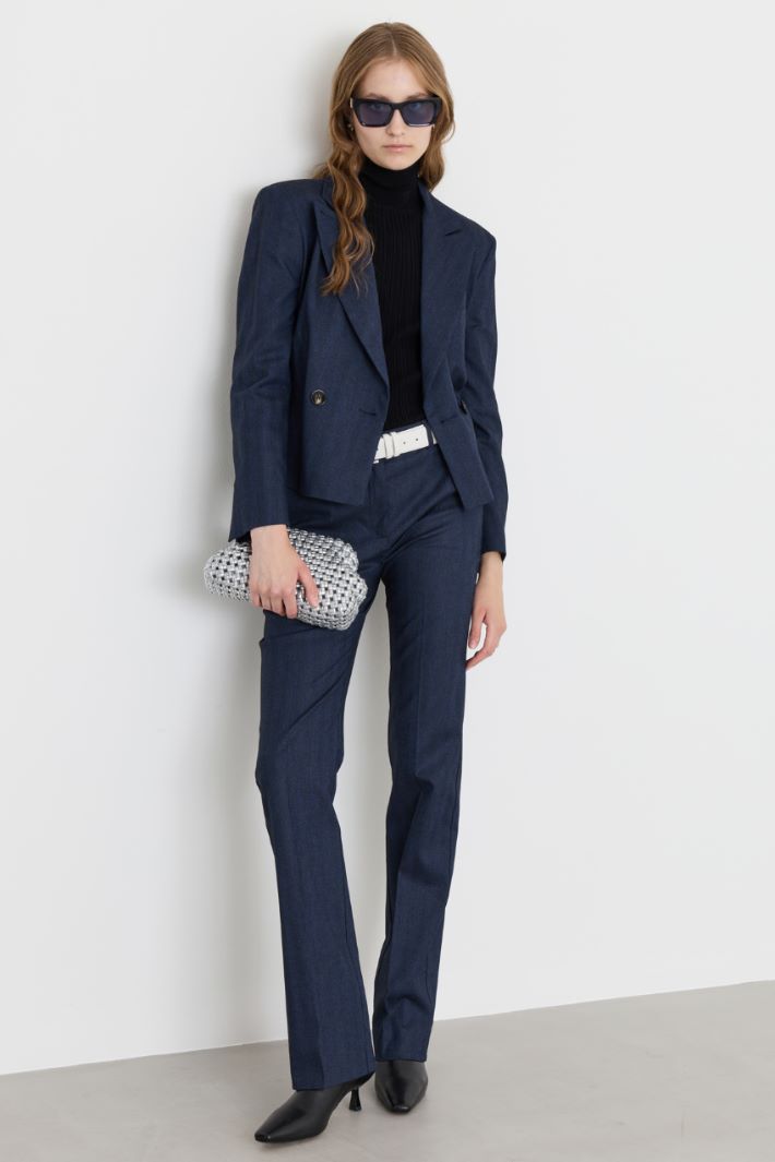 Short belted jacket - BLUE - Intrend