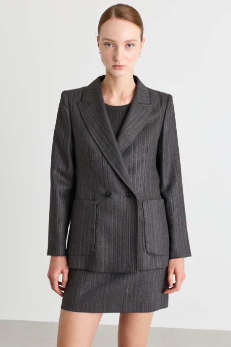Pinstripe double-breasted blazer - Intrend