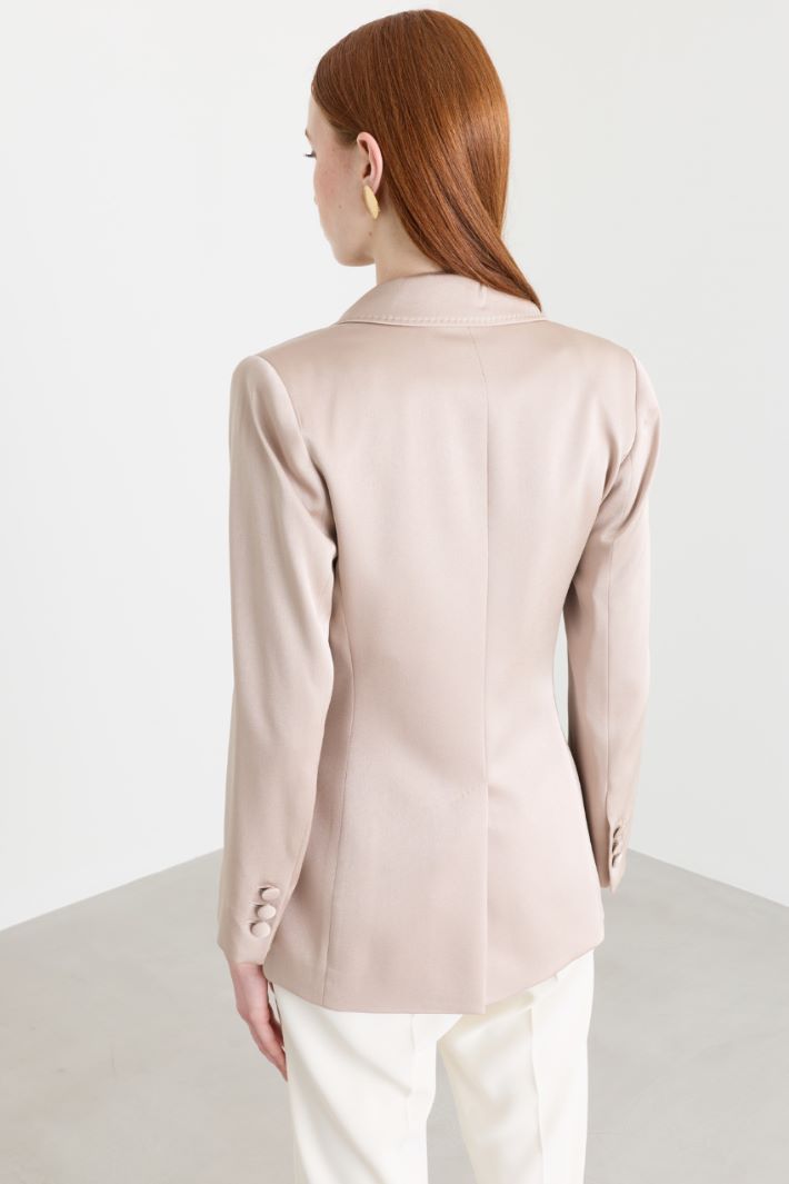 Satin Blazer - BEIGE - Intrend - 4