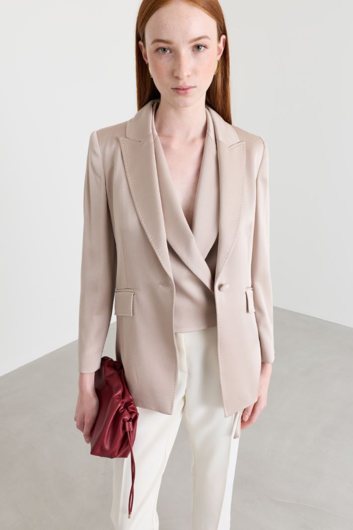 Satin Blazer - BEIGE - Intrend - 2