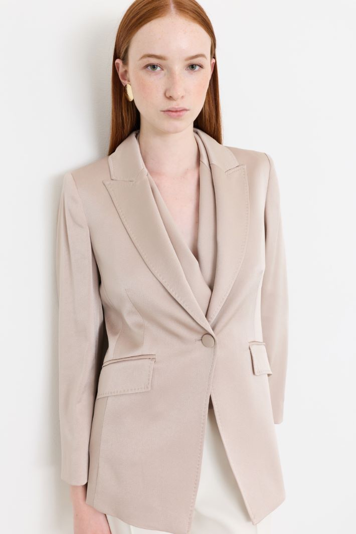 Satin Blazer - BEIGE - Intrend - 3