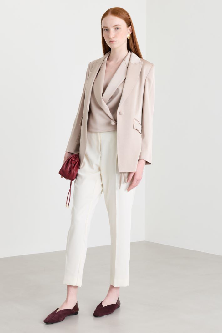 Satin Blazer - BEIGE - Intrend