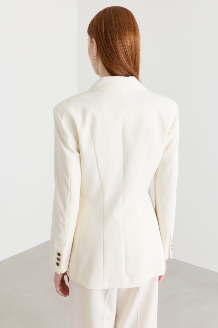 Fitted double-breasted blazer - WHITE - Intrend - 4