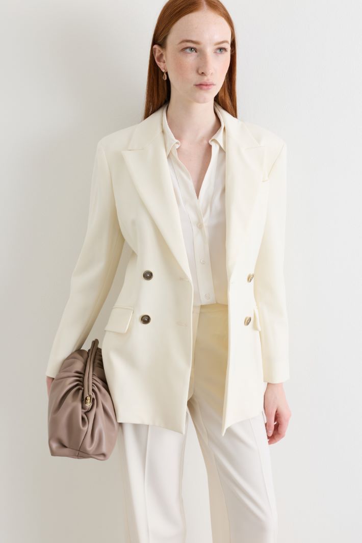 Fitted double-breasted blazer - WHITE - Intrend - 2