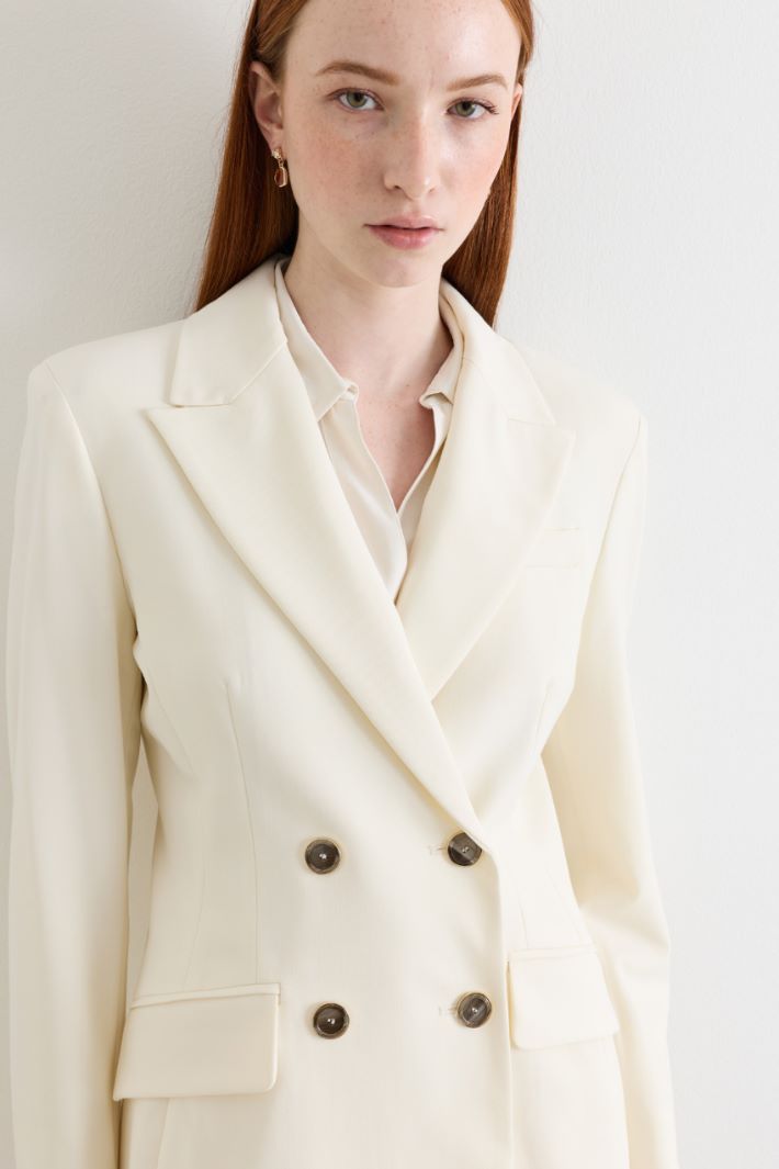 Fitted double-breasted blazer - WHITE - Intrend - 3