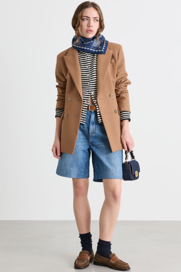 Fitted double-breasted blazer - CAMEL - Intrend