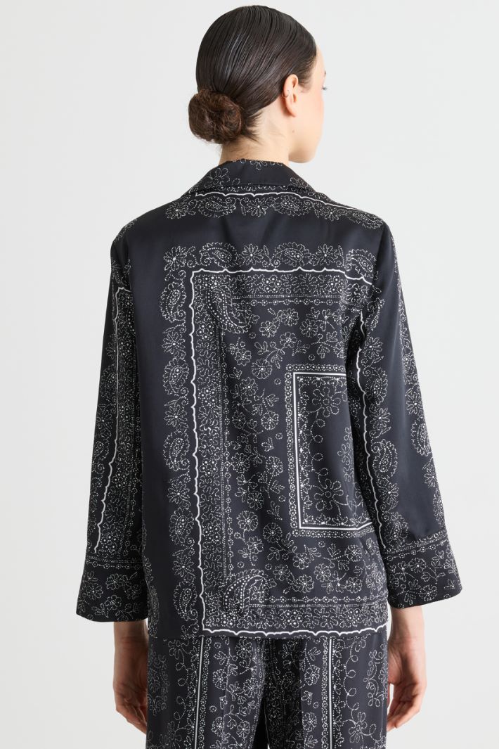 Printed Twill Jacket - BLACK - Intrend - 3