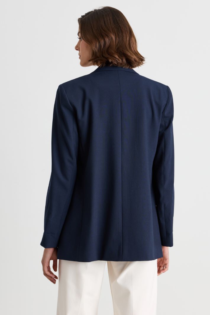Long open-front blazer - BLUE - Intrend - 4