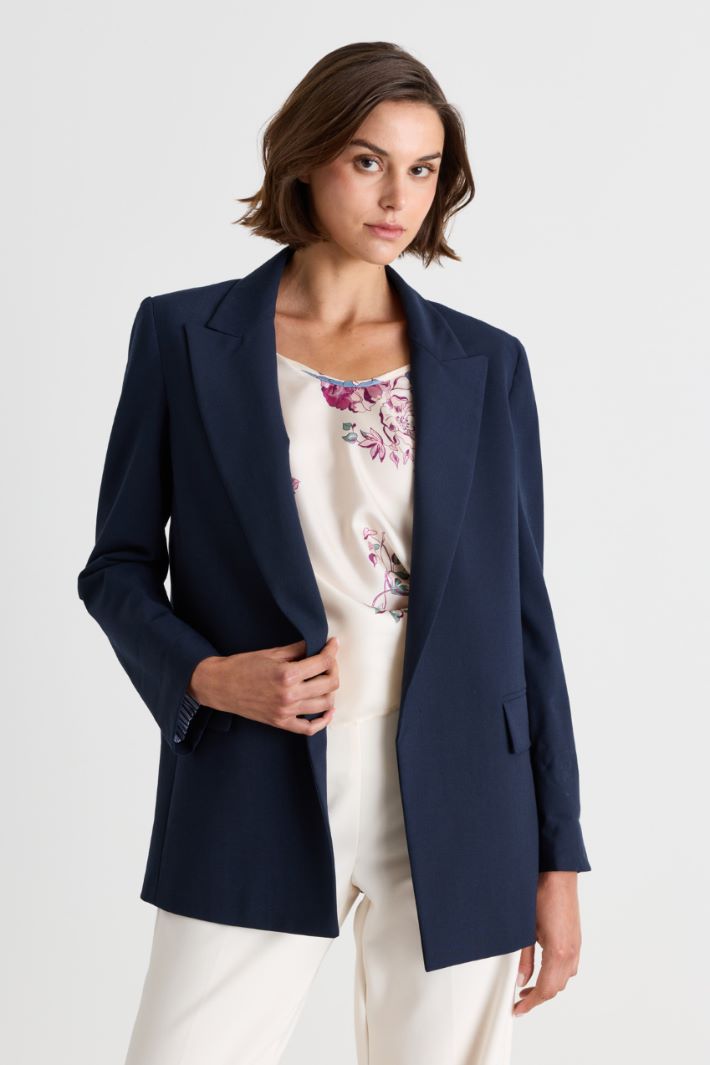Long open-front blazer - BLUE - Intrend - 2