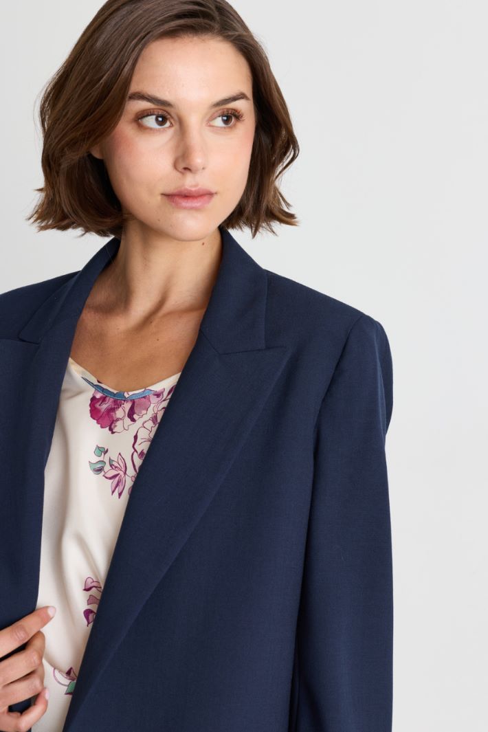 Long open-front blazer - BLUE - Intrend - 3