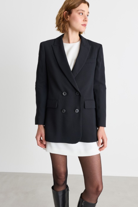Double-breasted crepe blazer - Intrend