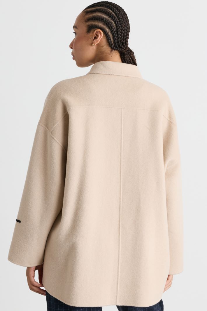 Manteau en drap double à base asymétrique - BEIGE - Intrend - 4