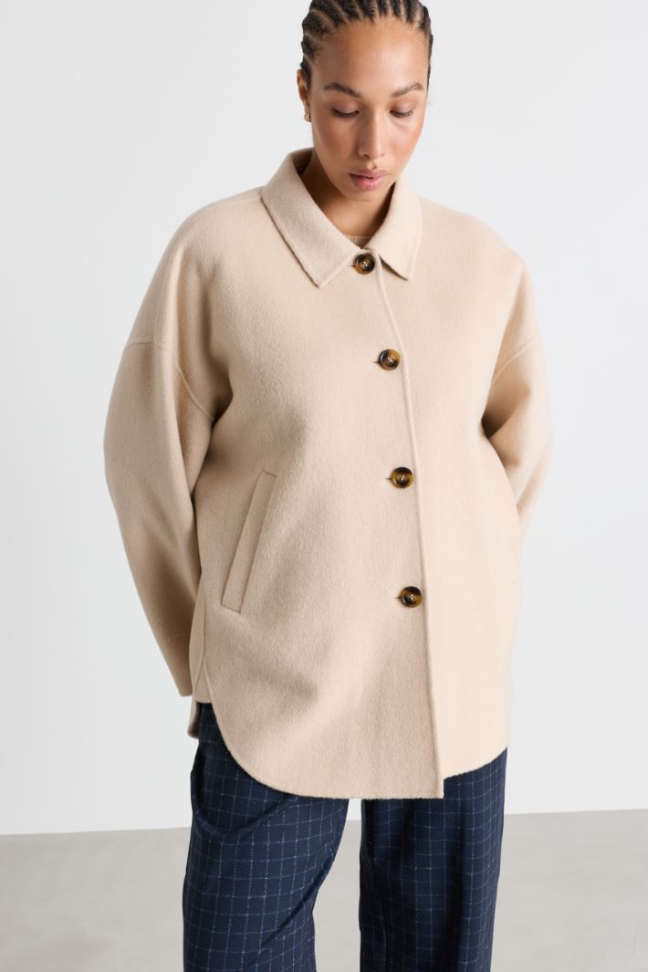 Manteau en drap double à base asymétrique - BEIGE - Intrend - 2