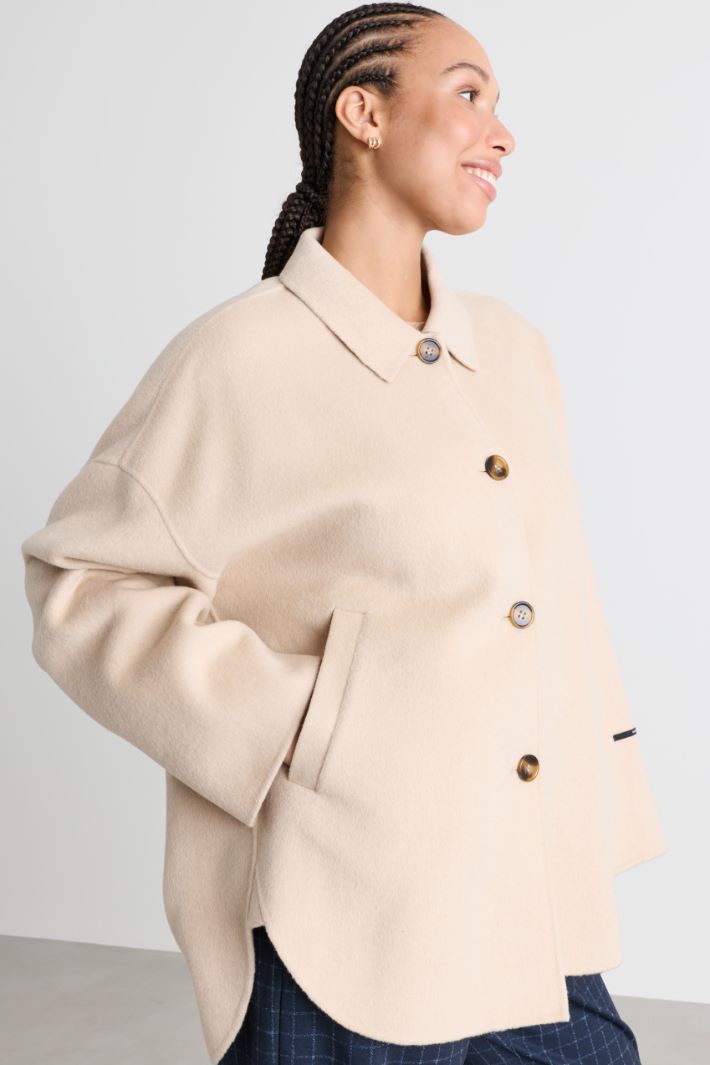 Manteau en drap double à base asymétrique - BEIGE - Intrend - 3