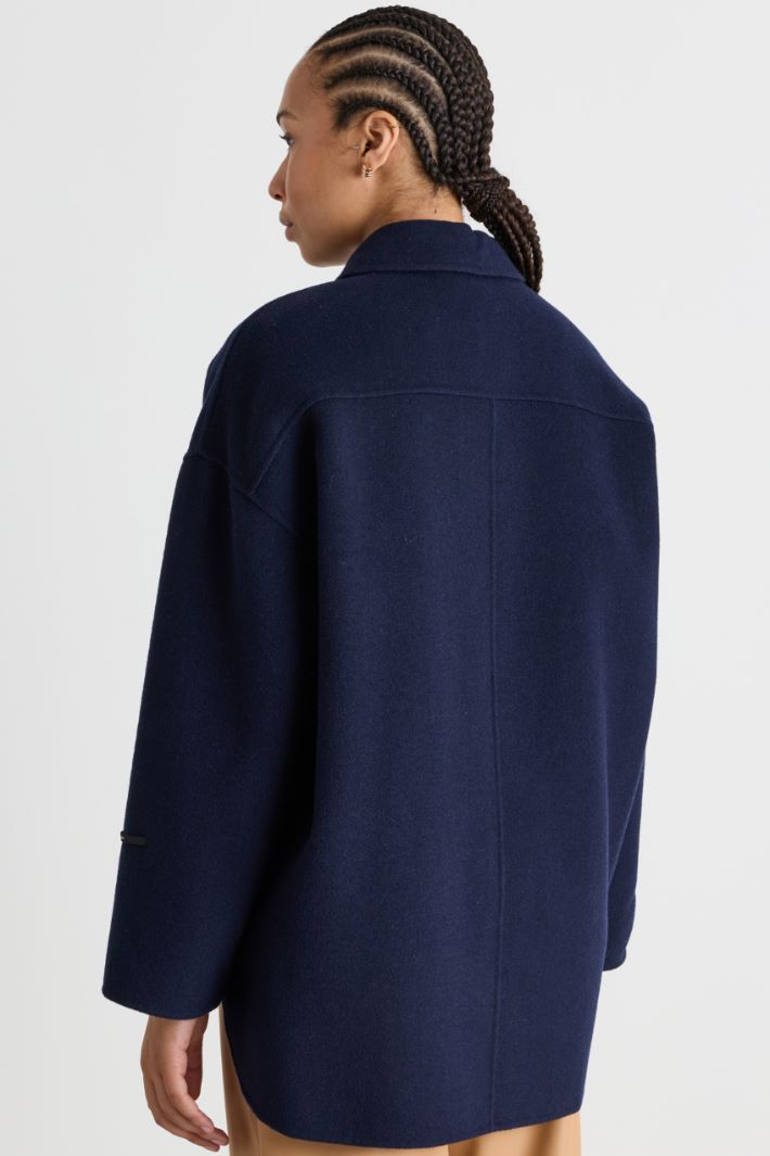 Manteau en drap double à base asymétrique - BLEU - Intrend - 4