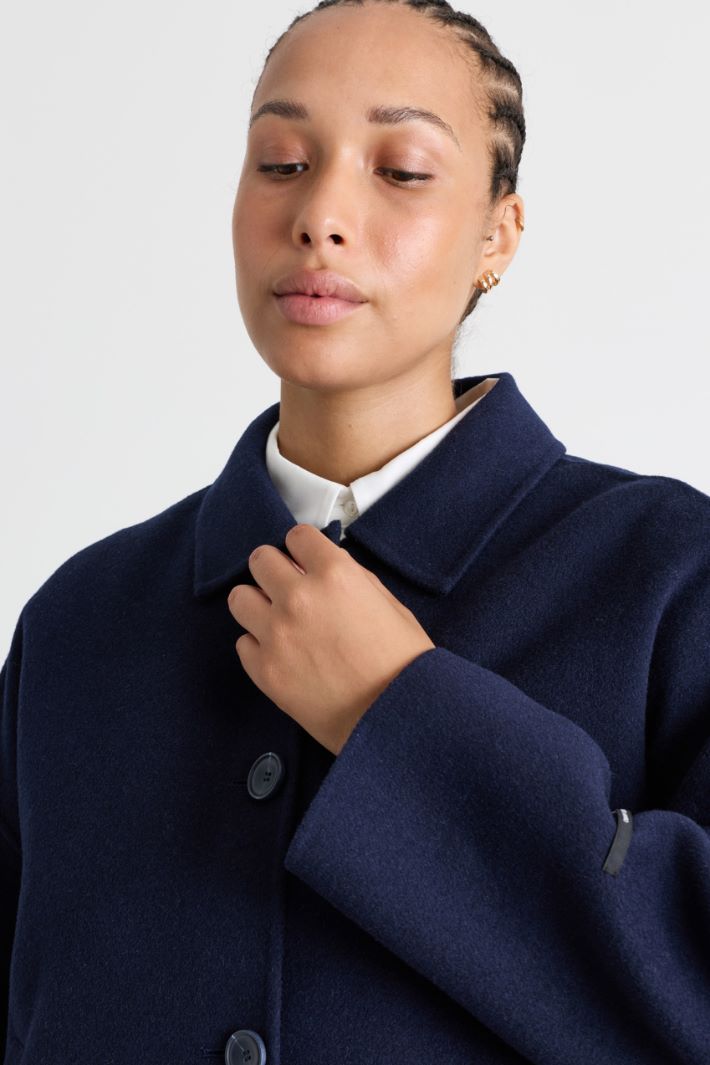 Manteau en drap double à base asymétrique - BLEU - Intrend - 3
