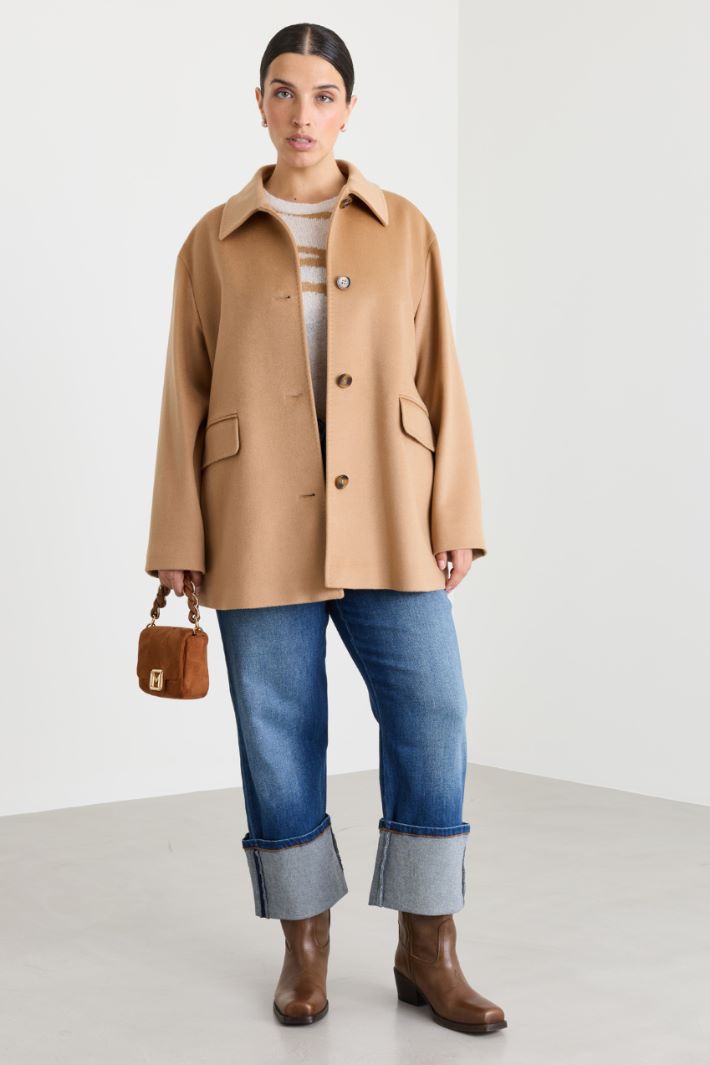 Manteau ample en drap - CHAMEAU - Intrend