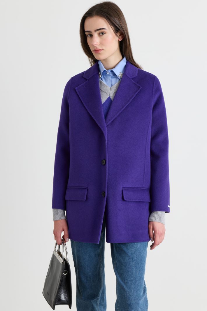 Stand-up collar double-faced wool coat - PURPLE - Intrend - 2