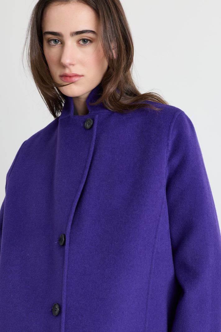 Stand-up collar double-faced wool coat - PURPLE - Intrend - 3