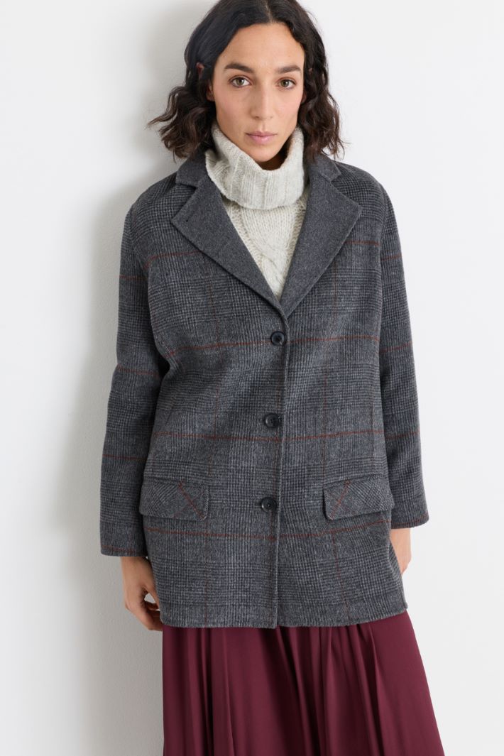 Stand-up collar double-faced wool coat - GREY - Intrend - 2