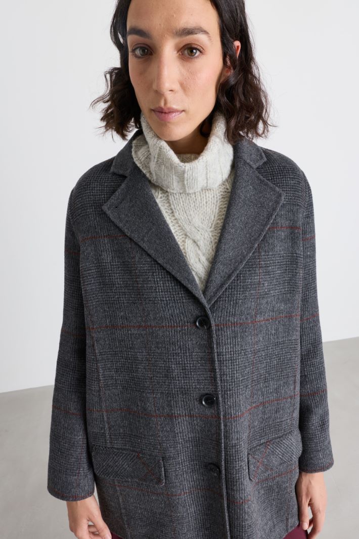 Stand-up collar double-faced wool coat - GREY - Intrend - 3