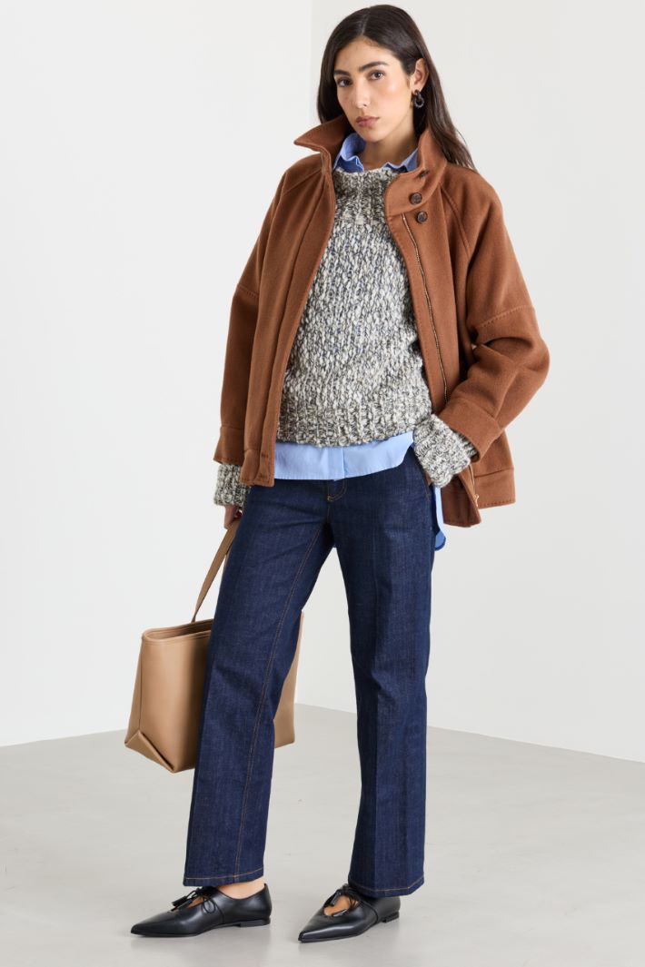 Manteau à col montant - MARRON - Intrend