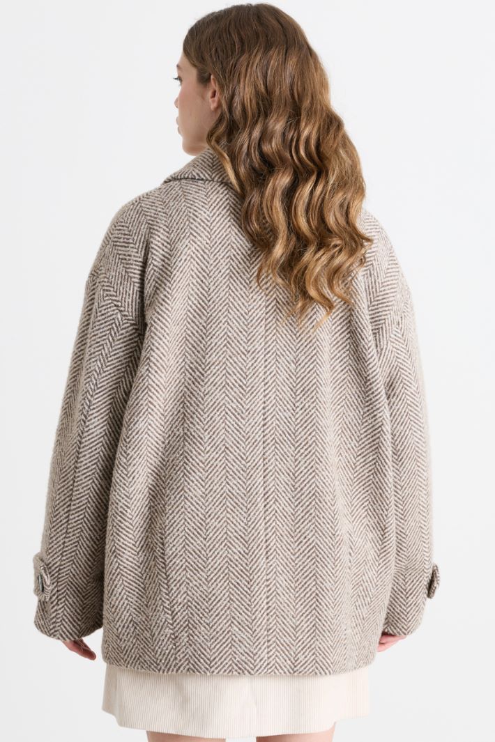 Manteau en bouclé à chevrons - BEIGE - Intrend - 4
