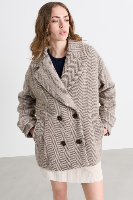 Manteau en bouclé à chevrons - Intrend