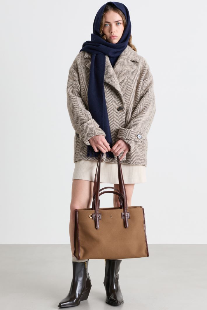 Manteau en bouclé à chevrons - BEIGE - Intrend