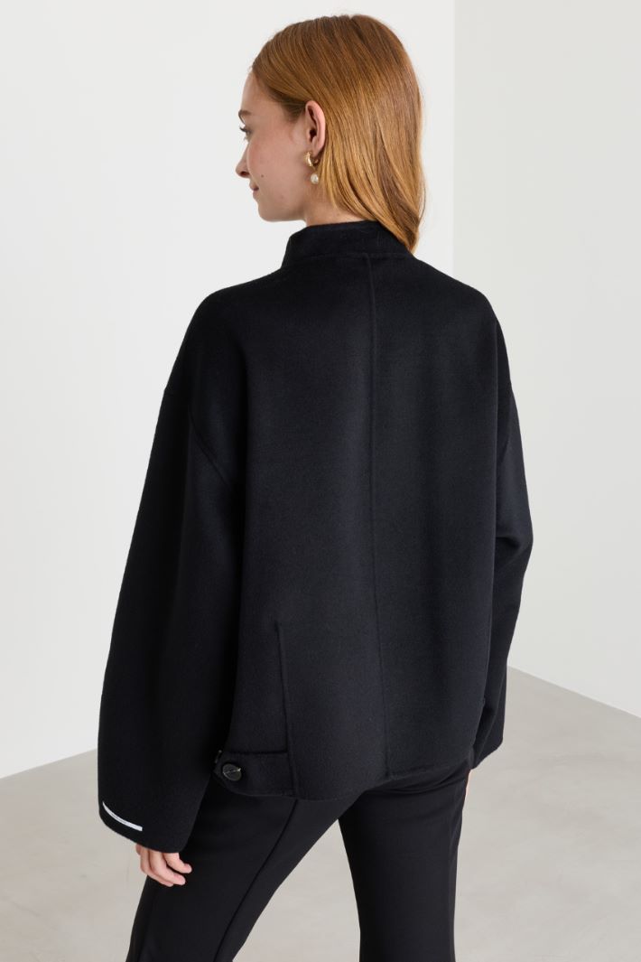 Wool Bomber Jacket - BLACK - Intrend - 4