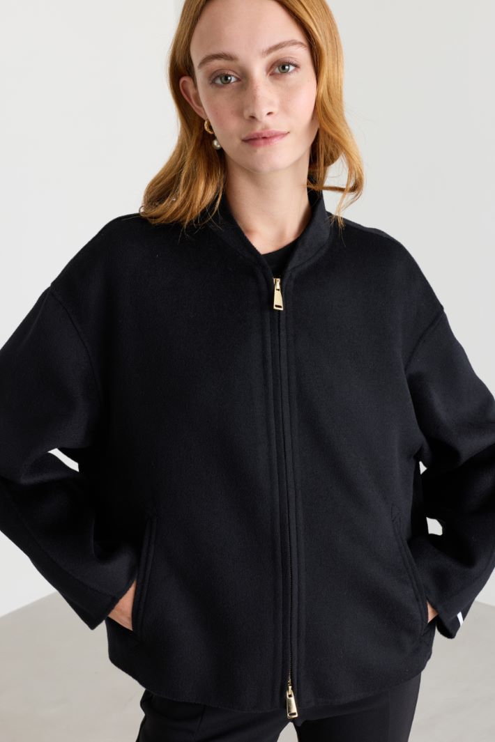 Wool Bomber Jacket - BLACK - Intrend - 3