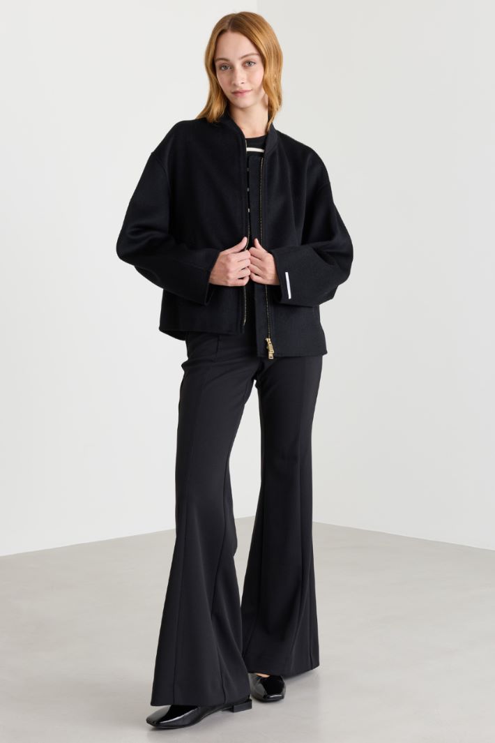 Wool Bomber Jacket - BLACK - Intrend