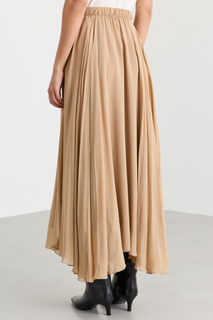 Asymmetric georgette skirt - CAMEL - Intrend - 4