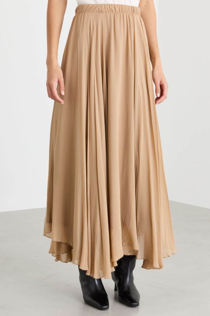 Asymmetric georgette skirt - CAMEL - Intrend - 2